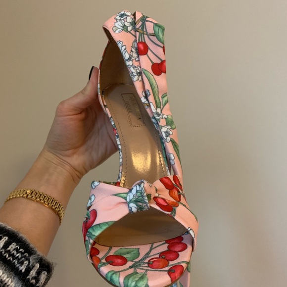 NEW Aquazzura All Tied Up Sandal in Cherry Blossom - Picture 2 of 7